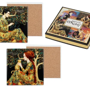 Joogialused 2tk.G.Klimt Inspiratsioon MEES/ NAINE 11x11cm Keraamika/kork
